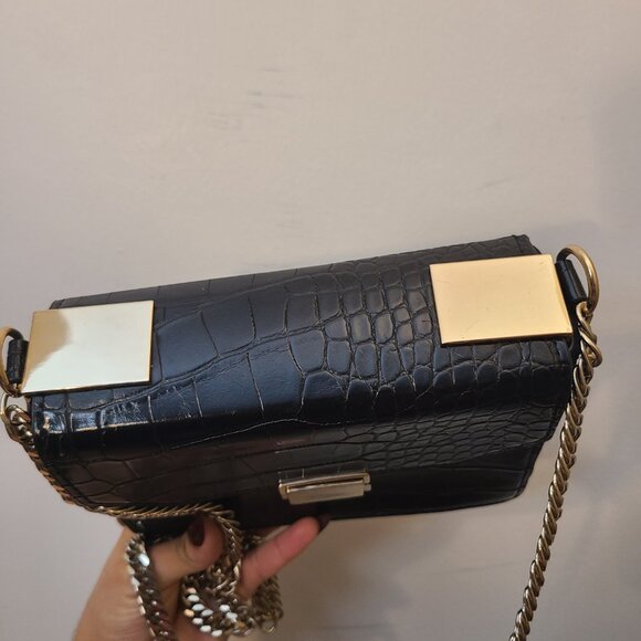 ZARA black faux croc purse - Picture 2 of 6